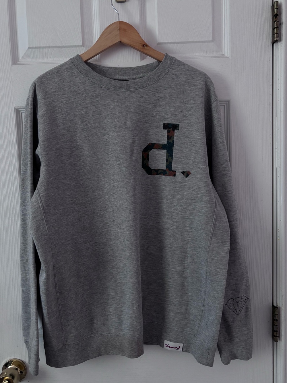 Diamond Supply Co Camo Logo Crewneck Sweatshirt Grey Mens L